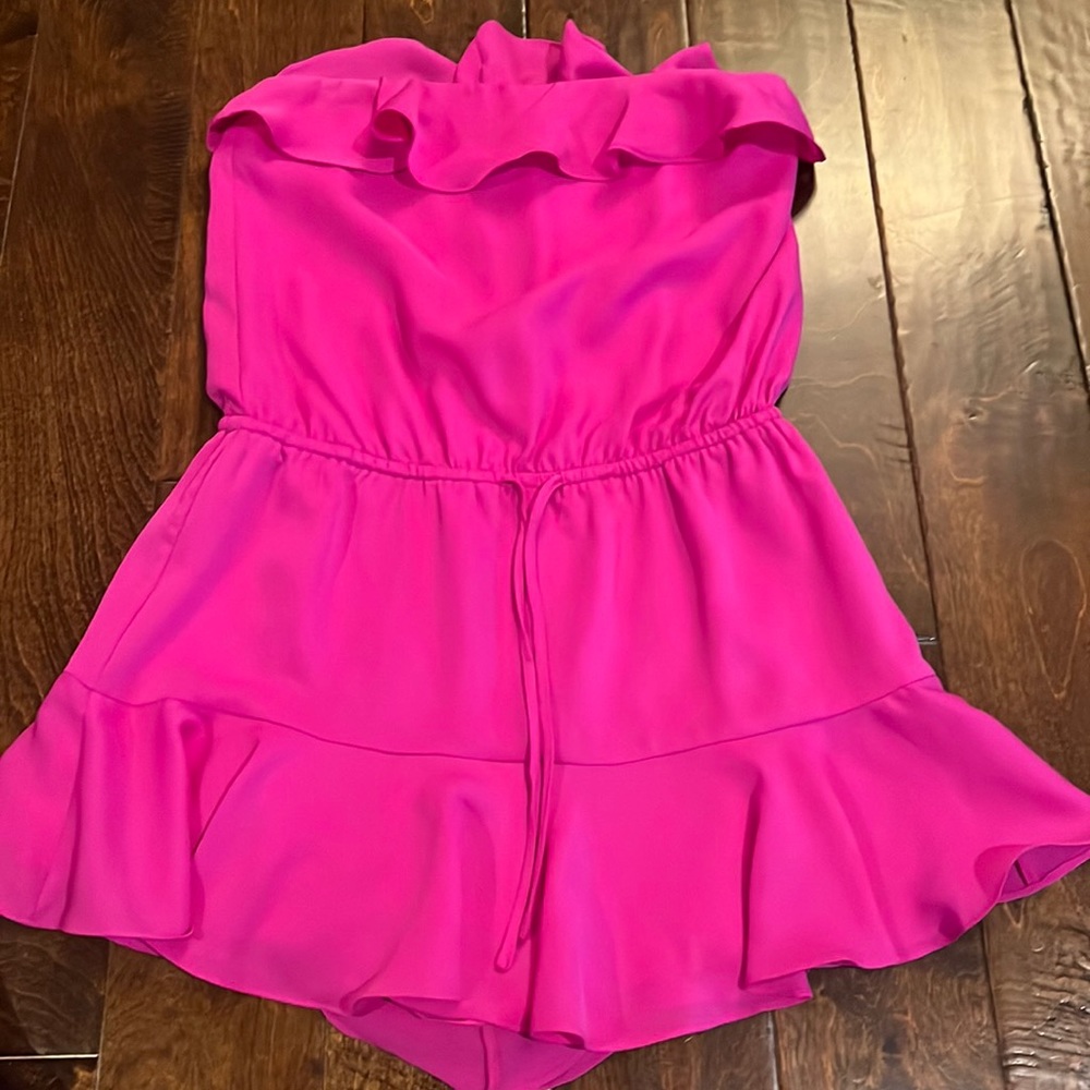 magenta pink strapless romper from small boutique, size medium